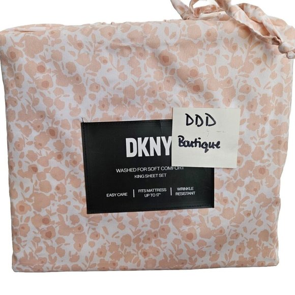 DKNY King Pale Pink Sheet Set - Picture 1 of 6